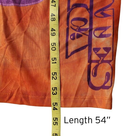 No 1 Los Angeles Bodycon $100 Orange Purple Sheer Y2K Mesh Long Maxi Dress L - Picture 13 of 16